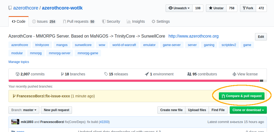 AzerothCore - Compare & pull request